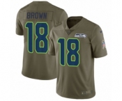 Men's Nike Seattle Seahawks #18 Jaron Brown Limited Olive 2017 Salute to Service NFL Jersey