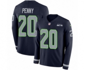 Men's Nike Seattle Seahawks #20 Rashaad Penny Limited Navy Blue Therma Long Sleeve NFL Jersey