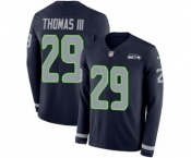 Men's Nike Seattle Seahawks #29 Earl Thomas III Limited Navy Blue Therma Long Sleeve NFL Jersey