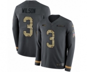 Men's Nike Seattle Seahawks #3 Russell Wilson Limited Black Salute to Service Therma Long Sleeve NFL Jersey