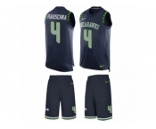 Men's Nike Seattle Seahawks #4 Steven Hauschka Limited Steel Blue Tank Top Suit NFL Jersey