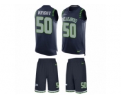 Men's Nike Seattle Seahawks #50 K.J. Wright Limited Steel Blue Tank Top Suit NFL Jersey