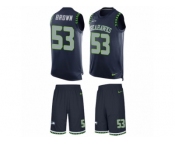 Men's Nike Seattle Seahawks #53 Arthur Brown Limited Steel Blue Tank Top Suit NFL Jersey