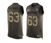 Men's Nike Seattle Seahawks #63 Mark Glowinski Limited Green Salute to Service Tank Top NFL Jersey