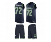 Men's Nike Seattle Seahawks #72 Michael Bennett Limited Steel Blue Tank Top Suit NFL Jersey