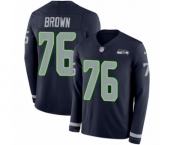 Men's Nike Seattle Seahawks #76 Duane Brown Limited Navy Blue Therma Long Sleeve NFL Jersey