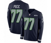 Men's Nike Seattle Seahawks #77 Ethan Pocic Limited Navy Blue Therma Long Sleeve NFL Jersey