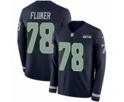 Men's Nike Seattle Seahawks #78 D.J. Fluker Limited Navy Blue Therma Long Sleeve NFL Jersey