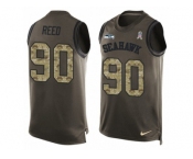 Men's Nike Seattle Seahawks #90 Jarran Reed Limited Green Salute to Service Tank Top NFL Jersey