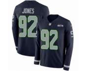 Men's Nike Seattle Seahawks #92 Nazair Jones Limited Navy Blue Therma Long Sleeve NFL Jersey