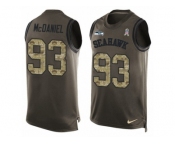 Men's Nike Seattle Seahawks #93 Tony McDaniel Limited Green Salute to Service Tank Top NFL Jersey