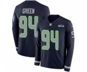 Men's Nike Seattle Seahawks #94 Rasheem Green Limited Navy Blue Therma Long Sleeve NFL Jersey