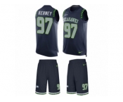 Men's Nike Seattle Seahawks #97 Patrick Kerney Limited Steel Blue Tank Top Suit NFL Jersey