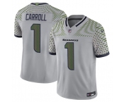 Men's Seattle Seahawks #1 Pete Carroll Gray 2025 F.U.S.E. “Rivalries” Vapor Untouchable Limited Football Stitched Jersey