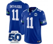 Men's Seattle Seahawks #11 Jaxon Smith-Njigba 2025 F.U.S.E 50th Anniversary Patch Throwback Vapor Limited Football Stitched Jersey