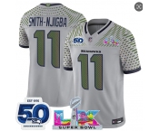Men's Seattle Seahawks #11 Jaxon Smith-Njigba Gray 2025 F.U.S.E. Super Bowl LX Patch And 50th Season Patch “Rivalries” Vapor Limited Football Stitched Jers Men's Seattle Seahawks #11 Jaxon Smith-Njigba Gray 2025 F.U.S.E. Super Bowl LX Patch And 50th Season Patch “Rivalries” Vapor Limited Football Stitched Jers