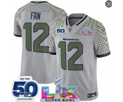 Men's Seattle Seahawks #12 Fan Gray 2025 F.U.S.E. Super Bowl LX Patch And 50th Season Patch “Rivalries” Vapor Limited Football Stitched Jersey Men's Seattle Seahawks #12 Fan Gray 2025 F.U.S.E. Super Bowl LX Patch And 50th Season Patch “Rivalries” Vapor Limited Football Stitched Jersey