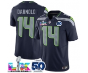 Men's Seattle Seahawks #14 Sam Darnold Navy 2025 F.U.S.E. Super Bowl LX Patch And 50th Season Patch Vapor Limited Football Stitched Jersey Men's Seattle Seahawks #14 Sam Darnold Navy 2025 F.U.S.E. Super Bowl LX Patch And 50th Season Patch Vapor Limited Football Stitched Jersey