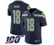 Men's Seattle Seahawks #18 Jaron Brown Navy Blue Team Color Vapor Untouchable Limited Player 100th Season Football Jersey