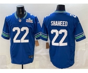 Men's Seattle Seahawks #22 Rashid Shaheed Royal 2025 F.U.S.E. Super Bowl LX Patch Vapor Throwback Limited Football Stitched Jersey Men's Seattle Seahawks #22 Rashid Shaheed Royal 2025 F.U.S.E. Super Bowl LX Patch Vapor Throwback Limited Football Stitched Jersey