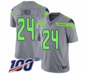 Men's Seattle Seahawks #24 Marshawn Lynch Limited Silver Inverted Legend 100th Season Football Jersey Men's Seattle Seahawks #24 Marshawn Lynch Limited Silver Inverted Legend 100th Season Football Jersey