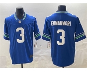 Men's Seattle Seahawks #3 Nick Emmanwori Royal 2024 F.U.S.E Throwback Vapor Limited Football Stitched Jersey