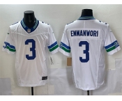 Men's Seattle Seahawks #3 Nick Emmanwori White F.U.S.E. Throwback Vapor Limited Football Stitched Jersey