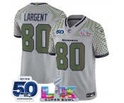 Men's Seattle Seahawks #80 Steve Largent Gray 2025 F.U.S.E. Super Bowl LX Patch And 50th Season Patch “Rivalries” Vapor Limited Football Stitched Jersey Men's Seattle Seahawks #80 Steve Largent Gray 2025 F.U.S.E. Super Bowl LX Patch And 50th Season Patch “Rivalries” Vapor Limited Football Stitched Jersey