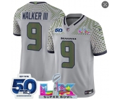 Men's Seattle Seahawks #9 Kenneth Walker III Gray 2025 F.U.S.E. Super Bowl LX Patch And 50th Season Patch “Rivalries” Vapor Limited Football Stitched Jerse Men's Seattle Seahawks #9 Kenneth Walker III Gray 2025 F.U.S.E. Super Bowl LX Patch And 50th Season Patch “Rivalries” Vapor Limited Football Stitched Jerse