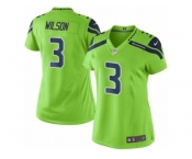 Women Nike Seattle Seahawks #3 Russell Wilson Limited Green Rush NFL Jerseys