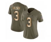Women Nike Seattle Seahawks #3 Russell Wilson Limited Olive Gold 2017 Salute to Service NFL Jersey