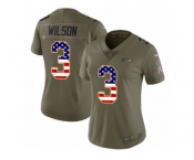 Women Nike Seattle Seahawks #3 Russell Wilson Limited Olive USA Flag 2017 Salute to Service NFL Jersey