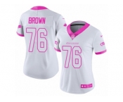 Women Nike Seattle Seahawks #76 Duane Brown Limited White Pink Rush Fashion NFL Jersey