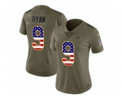 Women Nike Seattle Seahawks #9 Jon Ryan Limited Olive USA Flag 2017 Salute to Service NFL Jersey