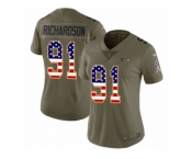 Women Nike Seattle Seahawks #91 Sheldon Richardson Limited Olive USA Flag 2017 Salute to Service NFL Jersey