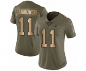 Women's Nike Seattle Seahawks #11 Sebastian Janikowski Limited Olive Gold 2017 Salute to Service NFL Jersey