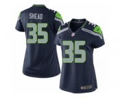 Women's Nike Seattle Seahawks #35 DeShawn Shead Limited Steel Blue Team Color NFL Jersey