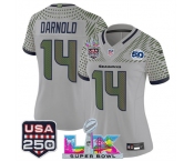 Women's Seattle Seahawks #14 Sam Darnold Gray 2025 F.U.S.E. Super Bowl LX & US 250th anniversary Patch And 50th Season Patch “Rivalries” Vapor Limited Foot Women's Seattle Seahawks #14 Sam Darnold Gray 2025 F.U.S.E. Super Bowl LX & US 250th anniversary Patch And 50th Season Patch “Rivalries” Vapor Limited Foot
