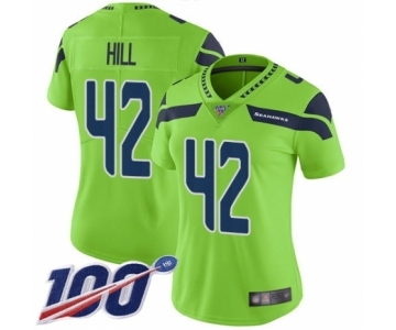Women's Seattle Seahawks #42 Delano Hill Limited Green Rush Vapor Untouchable 100th Season Football Jersey