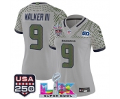 Women's Seattle Seahawks #9 Kenneth Walker III Gray 2025 F.U.S.E. Super Bowl LX & US 250th anniversary Patch And 50th Season Patch “Rivalries” Vapor Limite Women's Seattle Seahawks #9 Kenneth Walker III Gray 2025 F.U.S.E. Super Bowl LX & US 250th anniversary Patch And 50th Season Patch “Rivalries” Vapor Limite
