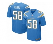 Men Nike Los Angeles Chargers #58 Nigel Harris Elite Electric Blue Alternate NFL Jersey