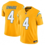 Men's Los Angeles Chargers #4 Taylor Heinicke Gold 2025 F.U.S.E. Alternate Vapor Limited Football Stitched Jersey