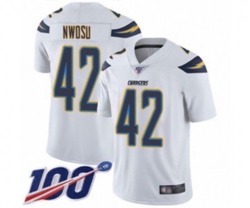 Men's Los Angeles Chargers #42 Uchenna Nwosu White Vapor Untouchable Limited Player 100th Season Football Jersey