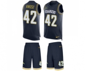 Men's Nike Los Angeles Chargers #42 Uchenna Nwosu Limited Navy Blue Tank Top Suit NFL Jersey