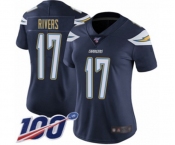 Women's Los Angeles Chargers #17 Philip Rivers Navy Blue Team Color Vapor Untouchable Limited Player 100th Season Football Jersey