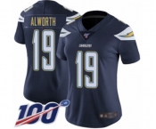 Women's Los Angeles Chargers #19 Lance Alworth Navy Blue Team Color Vapor Untouchable Limited Player 100th Season Football Jersey