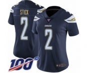 Women's Los Angeles Chargers #2 Easton Stick Navy Blue Team Color Vapor Untouchable Limited Player 100th Season Football Jersey