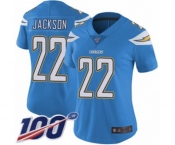 Women's Los Angeles Chargers #22 Justin Jackson Electric Blue Alternate Vapor Untouchable Limited Player 100th Season Football Jersey