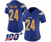 Women's Los Angeles Chargers #24 Trevor Williams Limited Electric Blue Rush Vapor Untouchable 100th Season Football Jersey