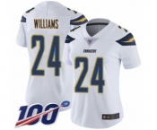 Women's Los Angeles Chargers #24 Trevor Williams White Vapor Untouchable Limited Player 100th Season Football Jersey